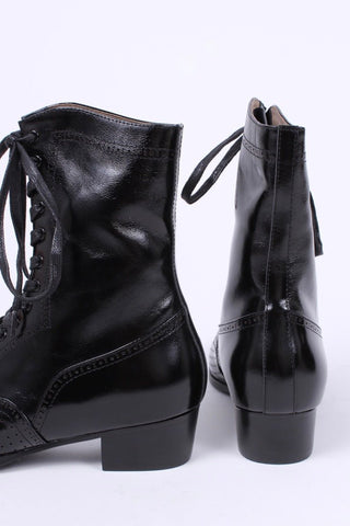 20s / 30s style everyday leather boot - Black - Martha - memery