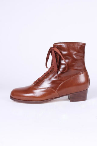 20s / 30s style everyday leather boot - Brown - Britta - memery