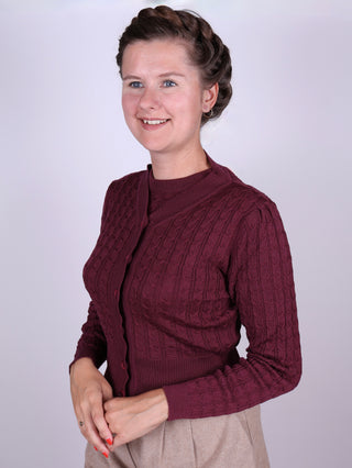 1940s style Cardigan - Plum - Joanne
