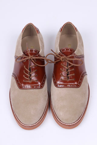 Women's 1950s style oxford saddle shoe  - Cognac/Sand - Elliot