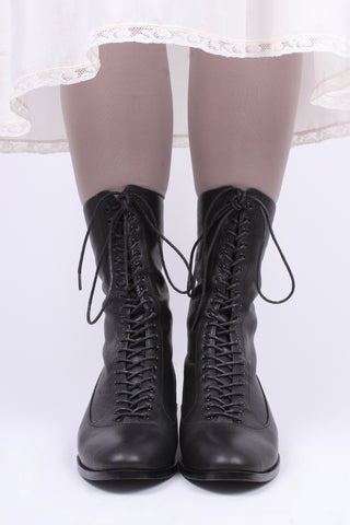 1910s Everyday Lace-up Boots - Black - Ruth