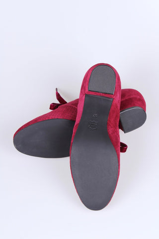 40s Derby shoes in suede - Low heel - Burgundy red - Esther - memery