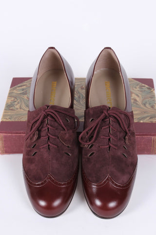 40s everyday two - tone Oxfords - Dark brown / Aubergine - Clara - memery