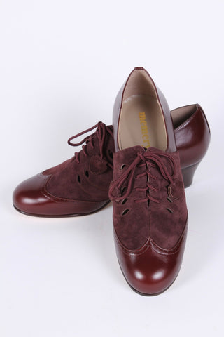 40s everyday two - tone Oxfords - Dark brown / Aubergine - Clara - memery