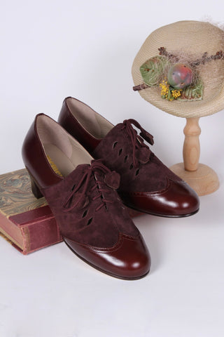 40s everyday two - tone Oxfords - Dark brown / Aubergine - Clara - memery