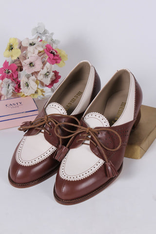 40s Two - tone Spectator shoes - Brown and off - white - Grace - memery