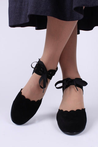 40's vintage style pumps in suede - Black - Alma - memery