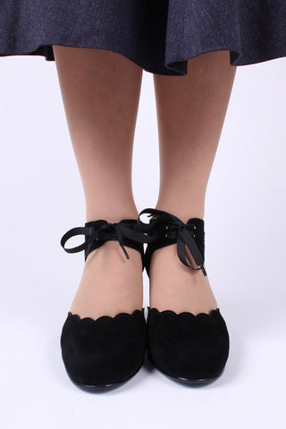 40's vintage style pumps in suede - Black - Alma - memery