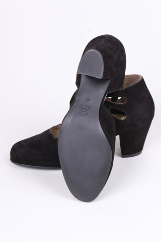 40's vintage style pumps in suede - Black - Alma - memery