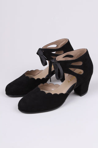 40's vintage style pumps in suede - Black - Alma - memery