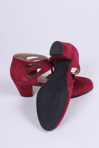 40's vintage style pumps in suede - Burgundy - Alma - memery