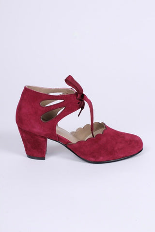 40's vintage style pumps in suede - Burgundy - Alma - memery