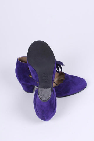 40's vintage style pumps in suede - Purple - Alma - memery