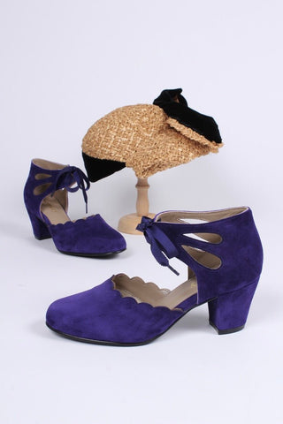 40's vintage style pumps in suede - Purple - Alma - memery