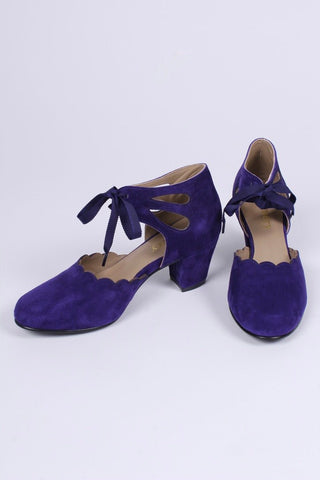 40's vintage style pumps in suede - Purple - Alma - memery