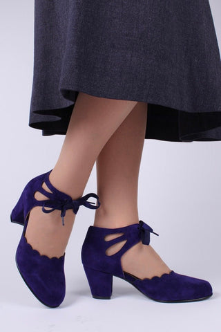 40's vintage style pumps in suede - Purple - Alma - memery