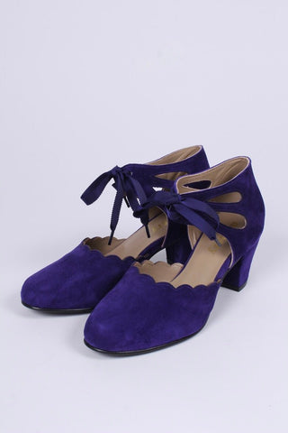 40's vintage style pumps in suede - Purple - Alma - memery