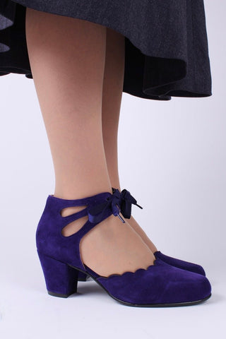 40's vintage style pumps in suede - Purple - Alma - memery