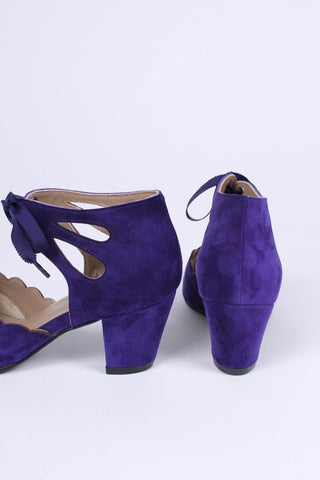 40's vintage style pumps in suede - Purple - Alma - memery