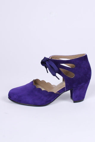 40's vintage style pumps in suede - Purple - Alma - memery