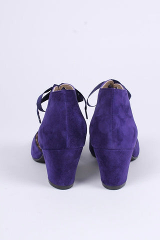 40's vintage style pumps in suede - Purple - Alma - memery