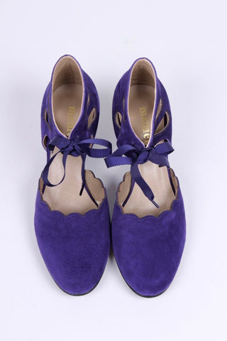 40's vintage style pumps in suede - Purple - Alma - memery