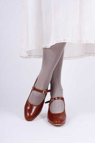 1920's inspired Mary Jane pumps - Cognac brown - Yvonne