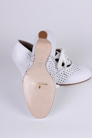 1930s everyday oxford high heel shoes - White - Marie