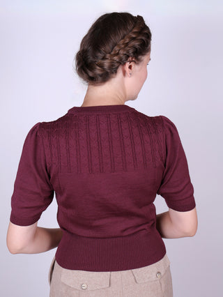 1940s / 1950s style short-sleeved pullover - Plum - Sally