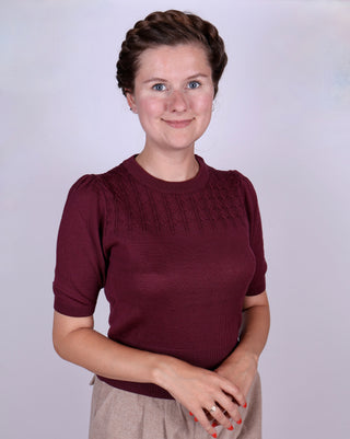 1940s / 1950s style short-sleeved pullover - Plum - Sally