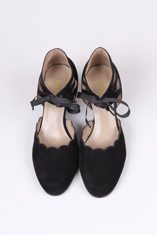 40's vintage style pumps in suede - Black - Alma