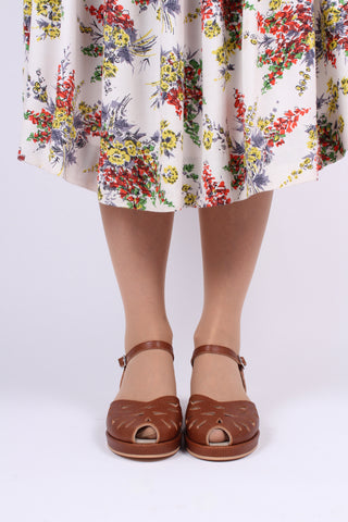 1940s / 50s style summer sandals /  wedges - Brown - Sidse