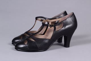 30s Art Deco inspired evening sandals - Black - Helen