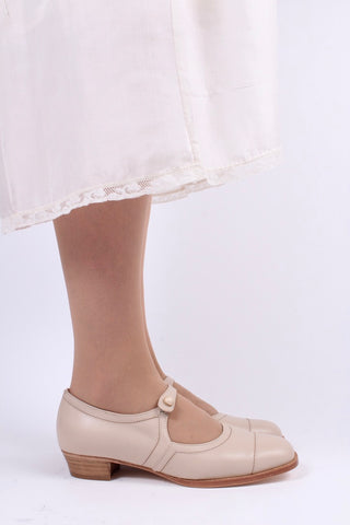 1920s Mary Jane everyday shoe - Cream - Ruby