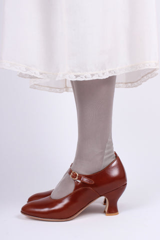 1920's inspired Mary Jane pumps - Cognac brown - Yvonne