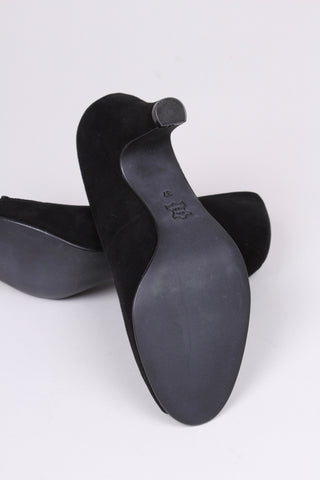 1950's suede high heel with peep toe- Black - Margaret