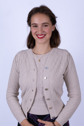 1940s / 1950s style short-sleeved pullover - Off-White - Evelyn