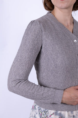 1940s / 1950s style Cardigan - Off-White Melange - Augusta