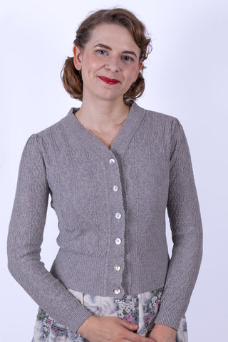 1940s / 1950s style Cardigan - Off-White Melange - Augusta