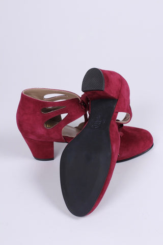 40's vintage style pumps in suede - Burgundy - Alma