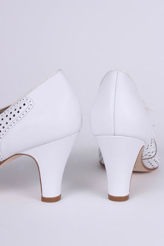 1930s everyday oxford high heel shoes - White - Marie