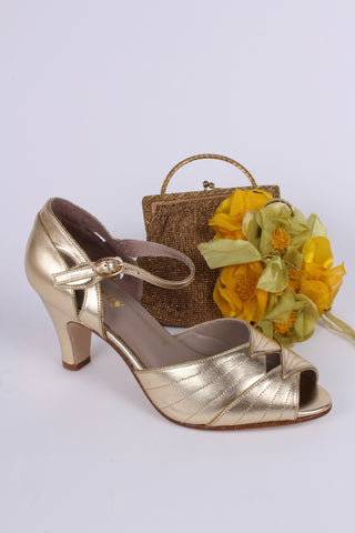 30s inspired high heel evening shoes - gold - Susan