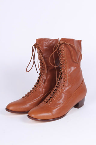 1910s Everyday Lace-up Boots - Light Brown - Ruth