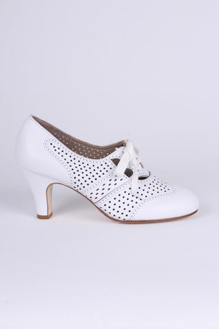 1930s everyday oxford high heel shoes - White - Marie