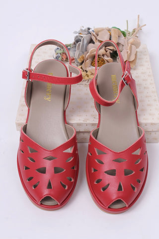 1940s / 50s style summer sandals /  wedges - Red - Sidse