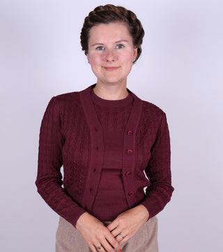 1940s style Cardigan - Plum - Joanne