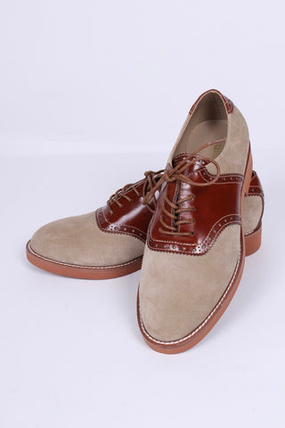 Women's 1950s style oxford saddle shoe  - Cognac/Sand - Elliot