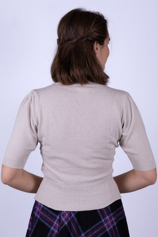 1940s / 1950s style short-sleeved pullover - Off-White - Evelyn
