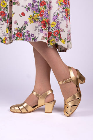 1940s - everyday sandal - Gold - Flora