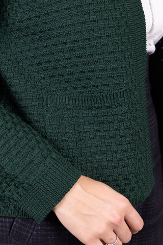1920s style Open-front knit jacket - Dark green - Irma